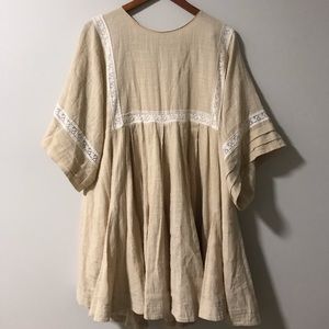Spell Tan Mini Dress with Cream Details
